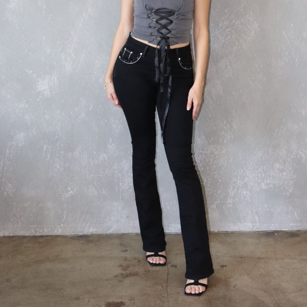 Silver Diva Jeans Black with Pocket Design Boot Cut Jeans